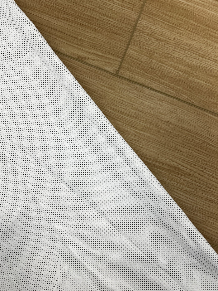White Perforated Lambskin close view showing grain and texture