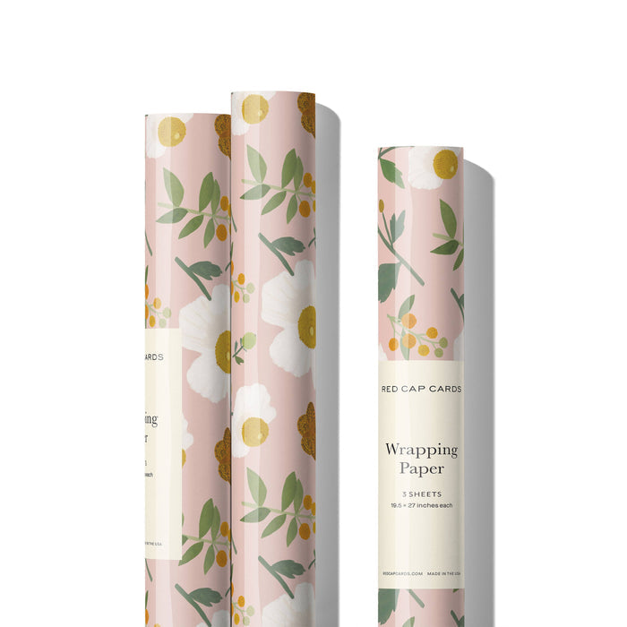 White Poppies wrapping paper - Gift Wrap by Carlyle Avenue