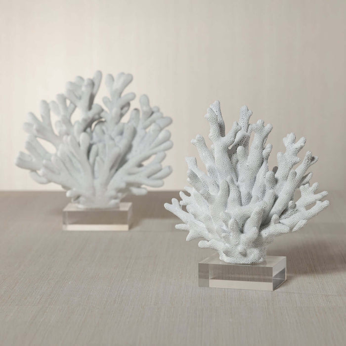 White Resin Coral on Acrylic Base