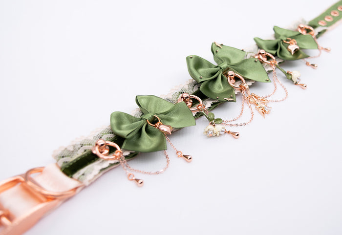 "Woodland Fairy" - Sage Green Velvet and Rose Gold Collar